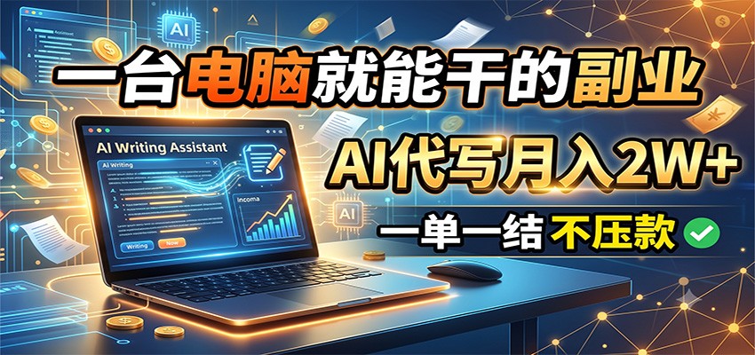 一台电脑就能干的副业,AI代写月入2W+,一单一结不压款-知创网