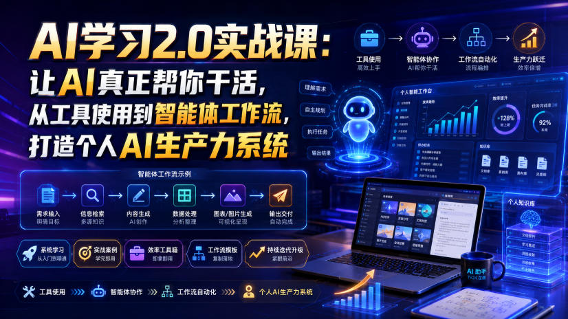 AI学习2.0实战课：让AI真正帮你干活，从工具使用到智能体工作流，打造个人AI生产力系统-知创网