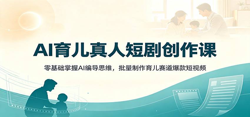 AI育儿真人短剧创作课:零基础掌握AI编导思维,批量制作育儿赛道爆款短视频-知创网