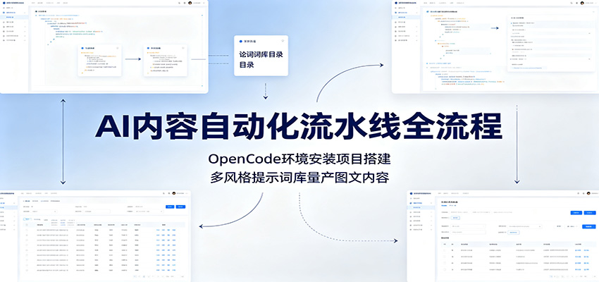 AI内容自动化流水线全流程：OpenCode环境安装项目搭建，多风格提示词库量产图文内容-知创网