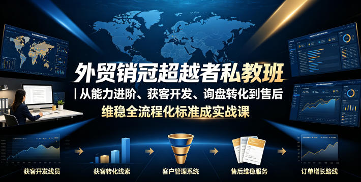 外贸销冠超越者私教班｜从能力进阶、获客开发、询盘转化到售后维稳全流程标准化成交实战课-知创网
