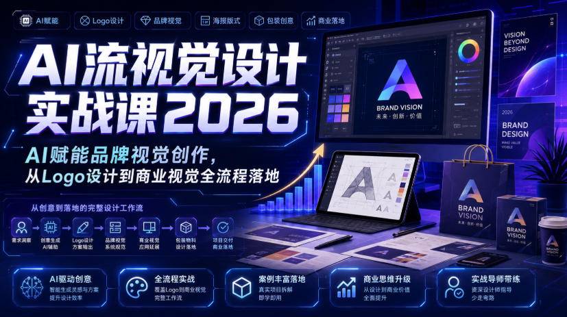 AI流视觉设计实战课2026:AI赋能品牌视觉创作,从Logo设计到商业视觉全流程落地-知创网