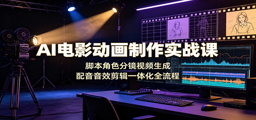 AI电影动画制作实战课：脚本角色分镜视频生成，配音音效剪辑一体化全流程-知创网