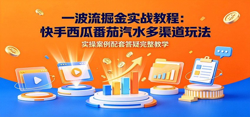 一波流掘金实战教程：快手西瓜番茄汽水多渠道玩法，实操案例配套答疑完整教学-知创网