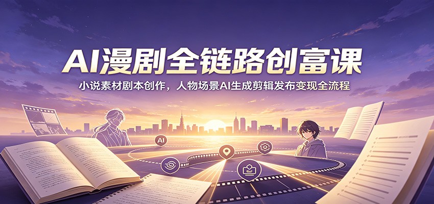 AI漫剧全链路创富课：小说素材剧本创作，人物场景AI生成剪辑发布变现全流程-知创网