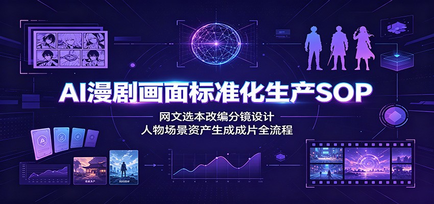 AI漫剧画面标准化生产SOP:网文选本改编分镜设计,人物场景资产生成成片全流程-知创网