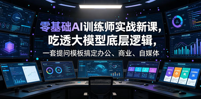 零基础AI训练师实战课，吃透大模型底层逻辑，一套提问模板搞定办公、商业、自媒体、设计、生活全场景AI落地应用-知创网