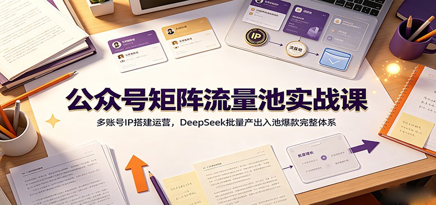 公众号矩阵流量池实战课：多账号IP搭建运营，DeepSeek批量产出入池爆款完整体系-知创网