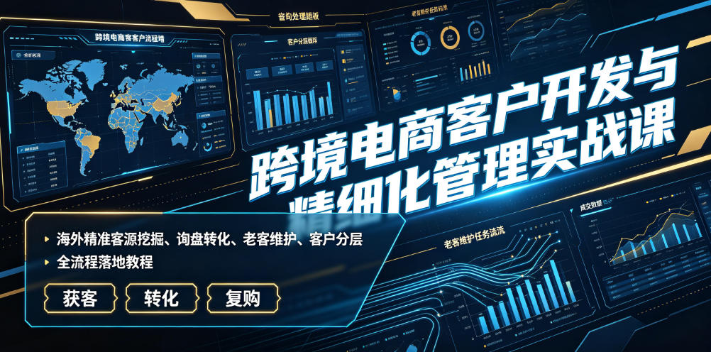 跨境电商客户开发与精细化管理实战课｜海外精准客源挖掘、询盘转化、老客维护、客户分层全流程落地教程-知创网