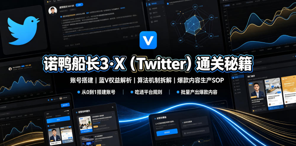 诺鸭船长3·X（Twitter）通关秘籍，涵盖账号搭建、蓝V权益解析、算法机制拆解及爆款内容生产SOP（更新）-知创网