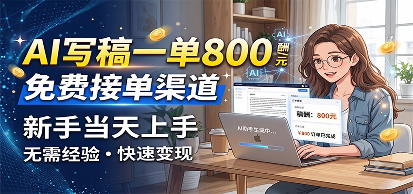 AI写稿一单800，免费接单渠道，一单一结几十到上千，新手当天上手-知创网