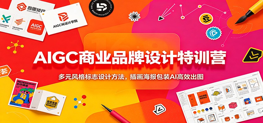 AIGC商业品牌设计特训营：多元风格标志设计方法，插画海报包装AI高效出图-知创网