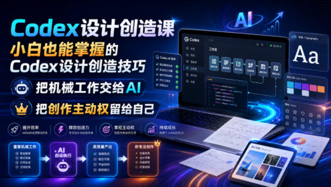 Codex设计创造课，小白也能掌握的Codex设计创造技巧，把机械工作交给AI，把创作主动权留给自己-知创网