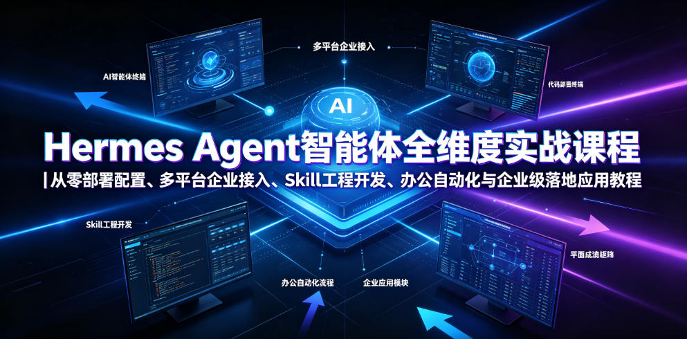 Hermes Agent智能体全维度实战课程｜从零部署配置、多平台企业接入、Skill工程开发、办公自动化与企业级落地应用教程-知创网