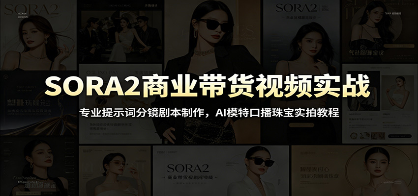 SORA2商业带货视频实战：专业提示词分镜剧本制作，AI模特口播珠宝实拍教程-知创网