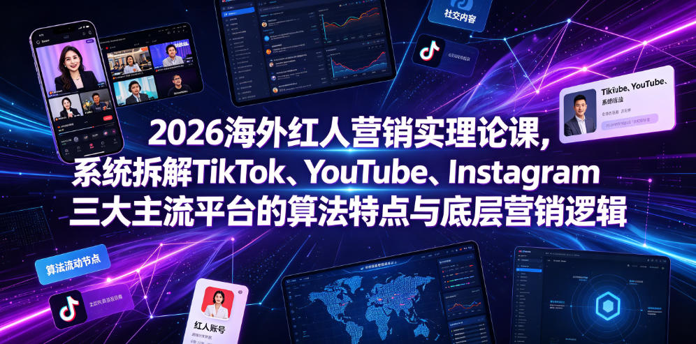 2026海外红人营销实理论课，系统拆解TikTok、YouTube、Instagram三大主流平台的算法特点与底层营销逻辑-知创网
