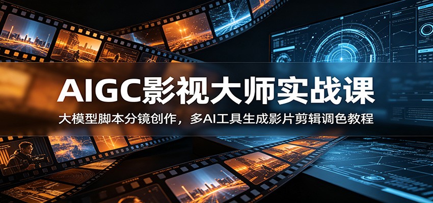 AIGC影视大师实战课：大模型脚本分镜创作，多AI工具生成影片剪辑调色教程-知创网