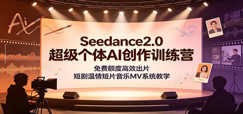 Seedance2.0超级个体AI创作训练营:免费额度高效出片,短剧温情短片音乐MV系统教学-知创网
