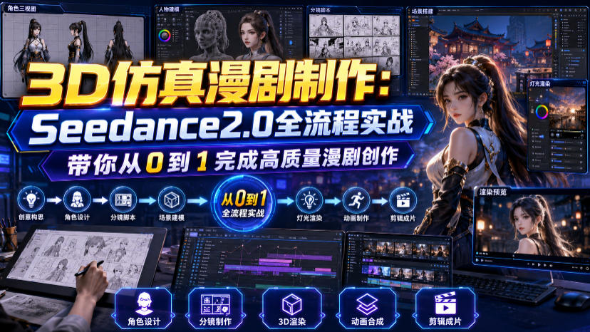 3D仿真漫剧制作：Seedance2.0全流程实战，带你从0到1完成高质量漫剧创作-知创网