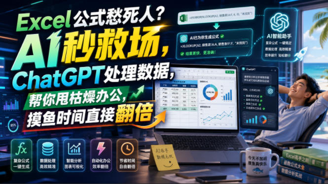 Excel公式愁死人？AI秒救场，ChatGPT处理数据，帮你甩枯燥办公，摸鱼时间直接翻倍【原创双语字幕】-知创网