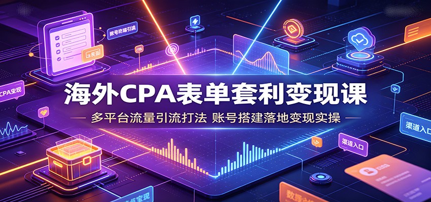 海外CPA表单套利变现课：多平台流量引流打法，账号搭建落地变现实操-知创网