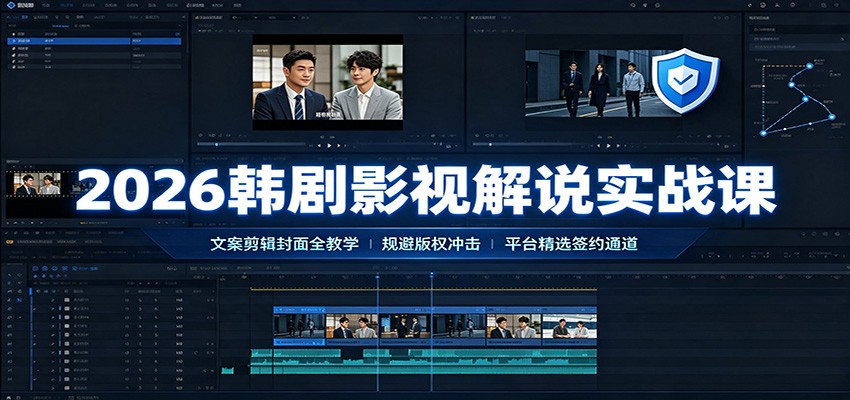 2026韩剧影视解说实战课：文案剪辑封面全教学，规避版权冲击平台精选签约通道-知创网