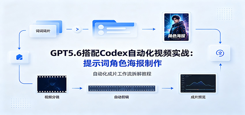 GPT5.6搭配Codex自动化视频实战:提示词角色海报制作,自动化成片工作流拆解教程-知创网