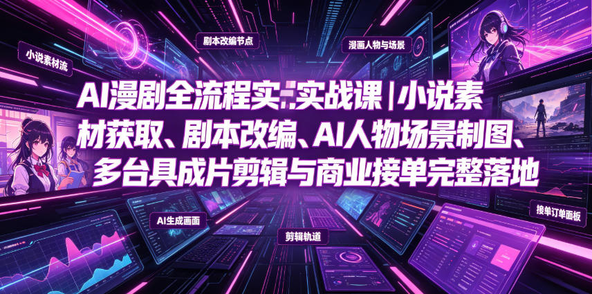 AI漫剧全流程实战课｜小说素材获取、剧本改编、AI人物场景制图、多工具成片剪辑、平台付费变现与商业接单完整落地-知创网