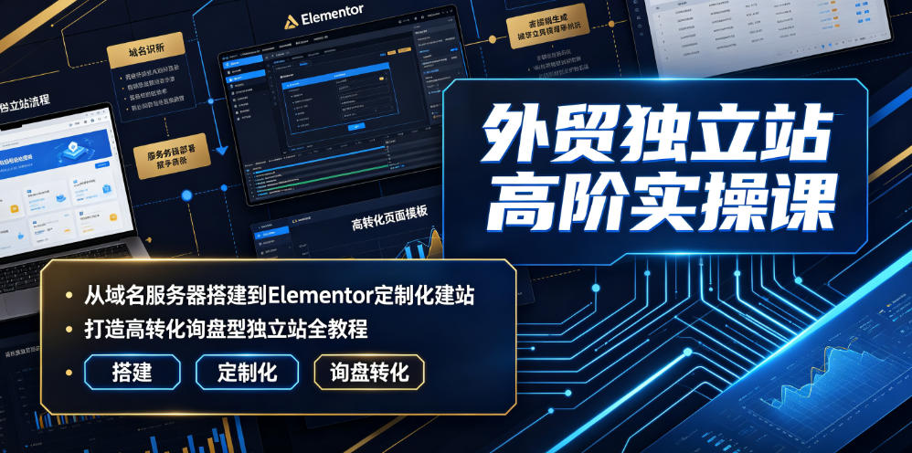 外贸独立站高阶实操课｜从域名服务器搭建到Elementor定制化建站，打造高转化询盘型独立站全教程-知创网