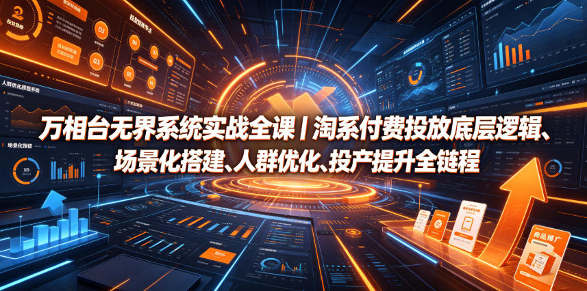 万相台无界系统实战全课｜淘系付费投放底层逻辑、场景化搭建、人群优化、投产提升全链路运营教程-知创网