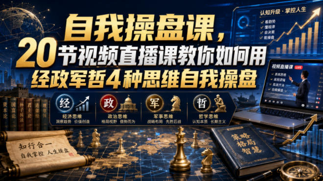 自我操盘课，20节视频直播课教你如何用经政军哲4种思维自我操盘-知创网