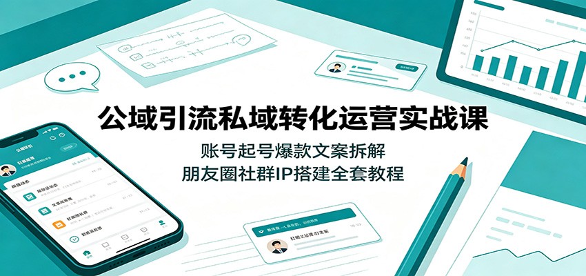 公域引流私域转化运营实战课：账号起号爆款文案拆解，朋友圈社群IP搭建全套教程-知创网