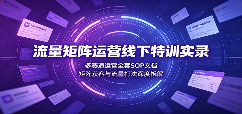流量矩阵运营线下特训实录：多赛道运营全套SOP文档，矩阵获客与流量打法深度拆解-知创网