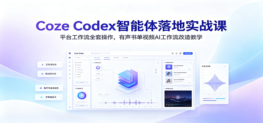 Coze Codex智能体落地实战课：平台工作流全套操作，有声书单视频AI工作流改造教学-知创网