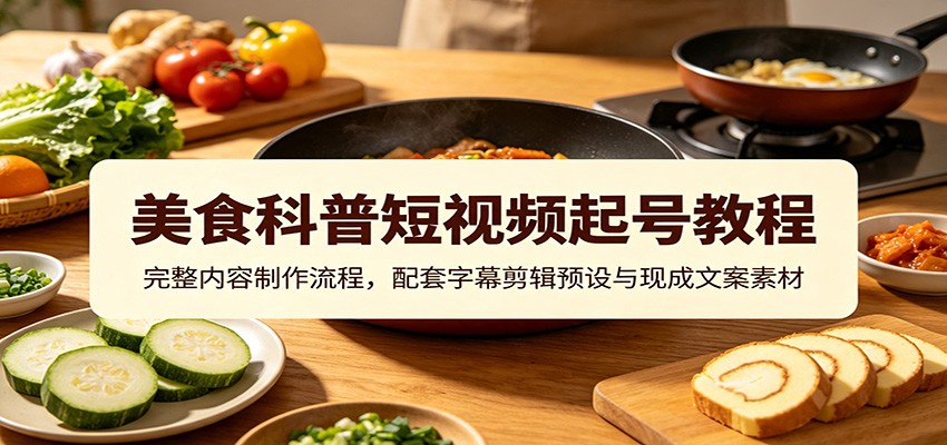 美食科普短视频起号教程:完整内容制作流程,配套字幕剪辑预设与现成文案素材-知创网