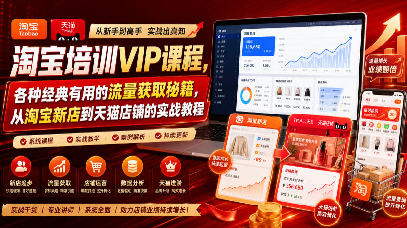 淘宝培训VIP课程，各种经典有用的流量获取秘籍，从淘宝新店到天猫店铺的实战教程（更新7月）-知创网