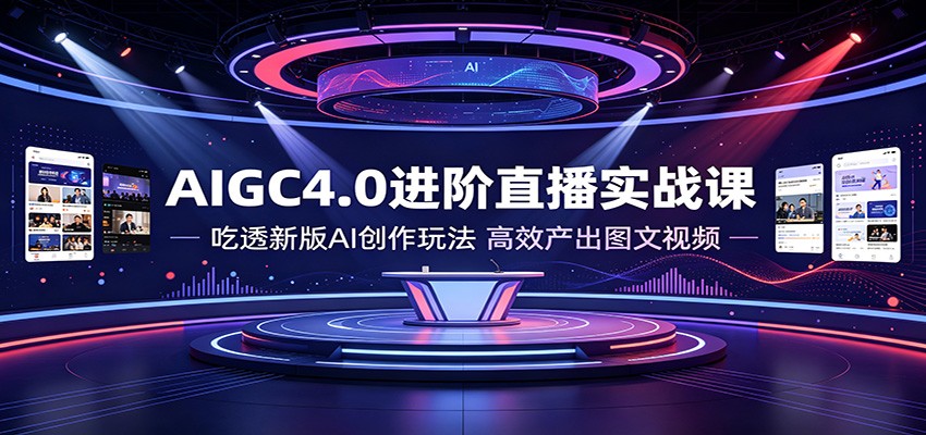 AIGC4.0进阶直播实战课：吃透新版AI创作玩法，高效产出图文视频-知创网