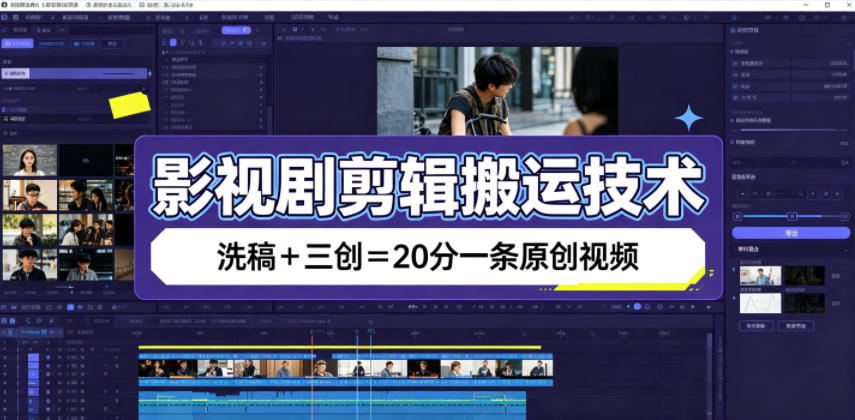 影视剧剪辑搬运技术，洗稿+三创=20分一条原创视频-知创网