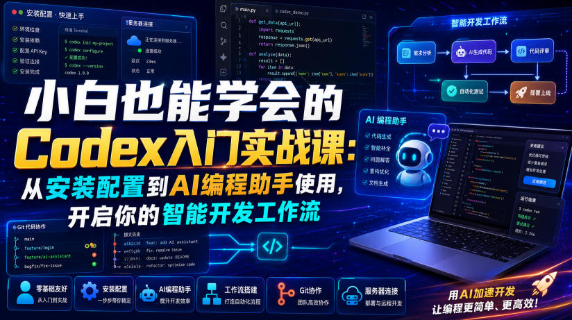 小白也能学会的Codex入门实战课：从安装配置到AI编程助手使用，开启你的智能开发工作流-知创网