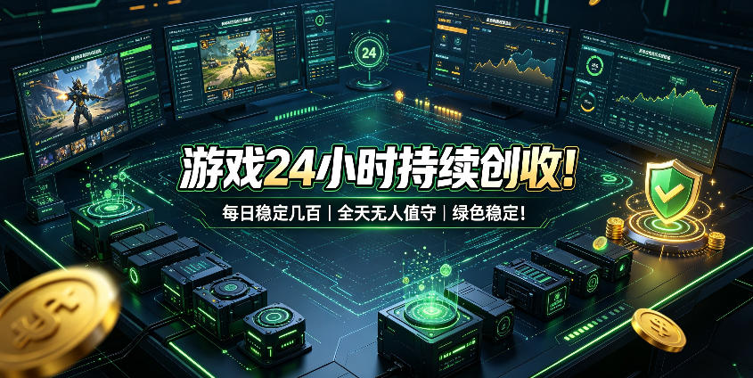 游戏24小时持续创收！每日稳定几百，全天无人值守，绿色稳定！【揭秘】-知创网