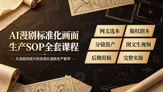 （19806期）AI漫剧标准化画面生产SOP全套课程-更新，网文选本版权剧本分镜资产全覆盖，图文生视频后期剪辑完整实操教学-知创网