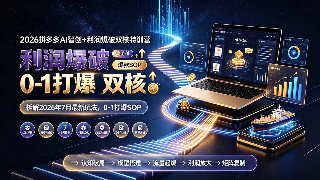 (19804期)2026拼多多AI智创+利润爆破双核特训营-更新:拆解2026年7月最新玩法,0-1打爆SOP-知创网