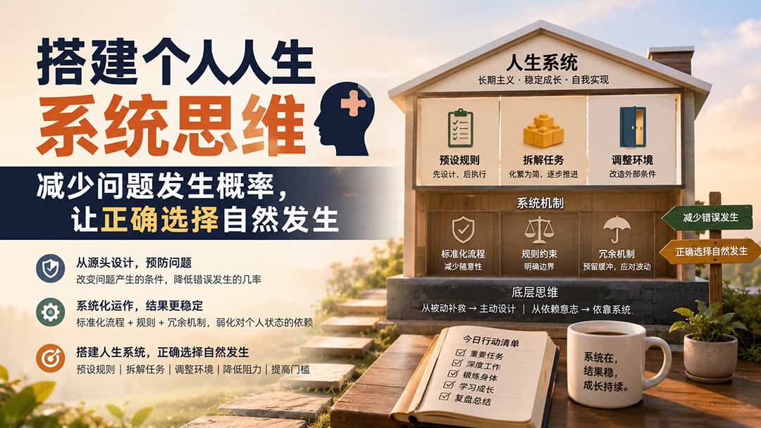 （19985期）付费文章：搭建个人人生系统思维：减少问题发生概率，让正确选择自然发生-知创网