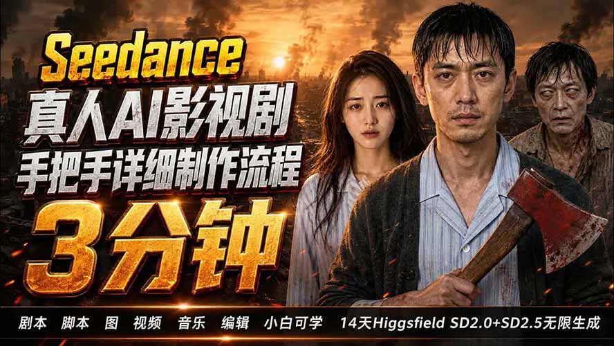 （19706期） 3分钟真人AI影视剧怎么做？SD 2.0手把手完整制作流程｜Higgsfield 14天SD 2.0/2.5无限生成-知创网
