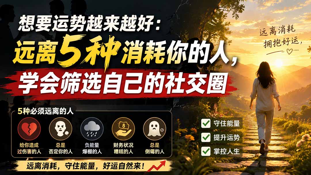 （19965期）付费文章：想要运势越来越好：远离5种消耗你的人，学会筛选自己的社交圈-知创网