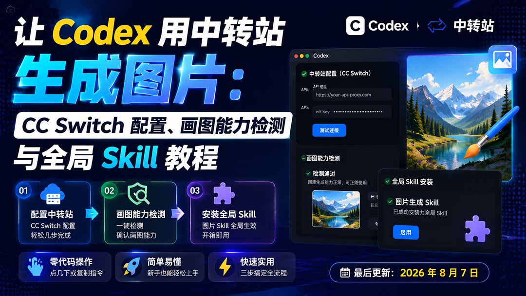 (19777期)让 Codex 用中转站生成图片:CC Switch 配置、画图能力检测与全局 Skill 教程-知创网