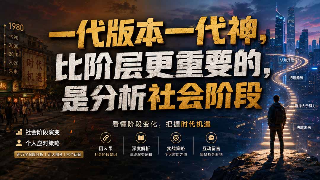 (19745期)付费文章:一代版本一代神,比阶层更重要的,是分析社会阶段-知创网