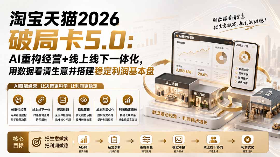 （19748期）淘宝天猫2026破局卡5.0：AI重构经营+线上线下一体化，用数据看清生意并搭建稳定利润基本盘-知创网