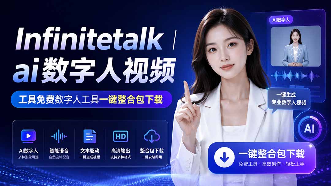(20008期)Infinitetalk丨ai数字人视频-工具免费数字人工具一键整合包下载-知创网