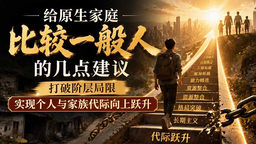 （19708期）付费文章：给原生家庭比较一般人的几点建议，打破阶层局限，实现个人与家族代际向上跃升-知创网
